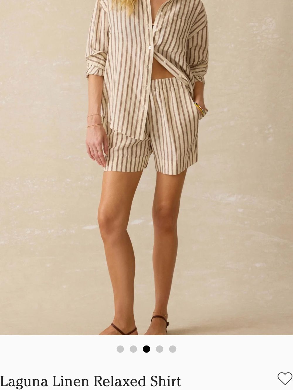 Faherty Laguna Linen Relaxed Shirt in White and Brown Stripes